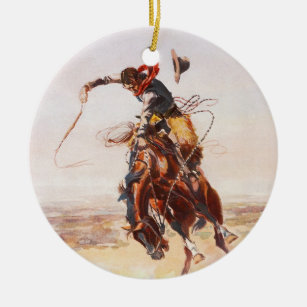 A Bad Hoss by Charles Marion Russell in 1904 Ceramic Tree Decoration