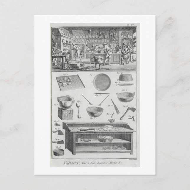 A baker's kitchen and equipment, from the 'Encyclo Postcard (Front)