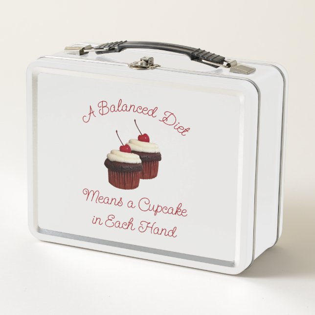 A Balanced Diet Delicious Double Chocolate Cupcake Metal Lunch Box (Front)