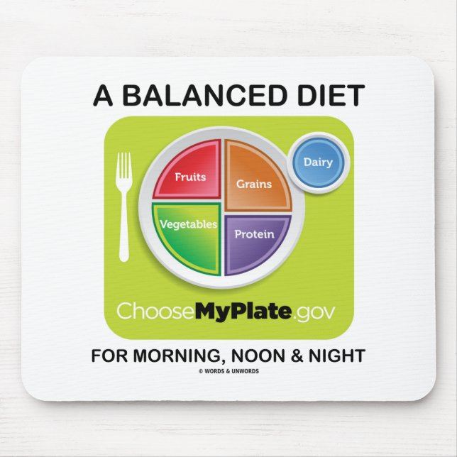 A Balanced Diet For Morning Noon And Night MyPlate Mouse Pad (Front)