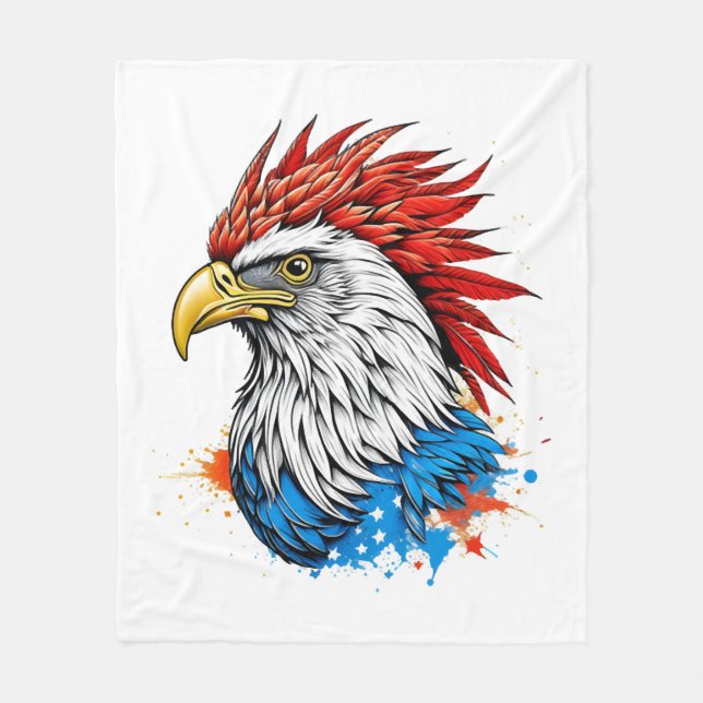 a bald eagle with red fleece blanket (Front)