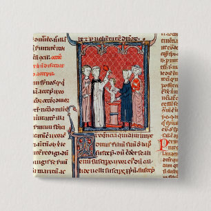 A Baptism Scene, from 'Decrets de Gratien' 15 Cm Square Badge