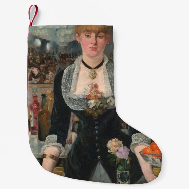 A Bar at the Folies-Bergère Edouard Manet Small Christmas Stocking (Front)