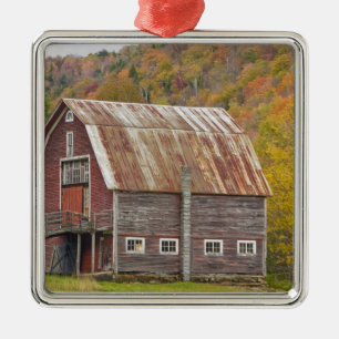 A barn in Vermont's Green Mountains. Hancock, Metal Tree Decoration