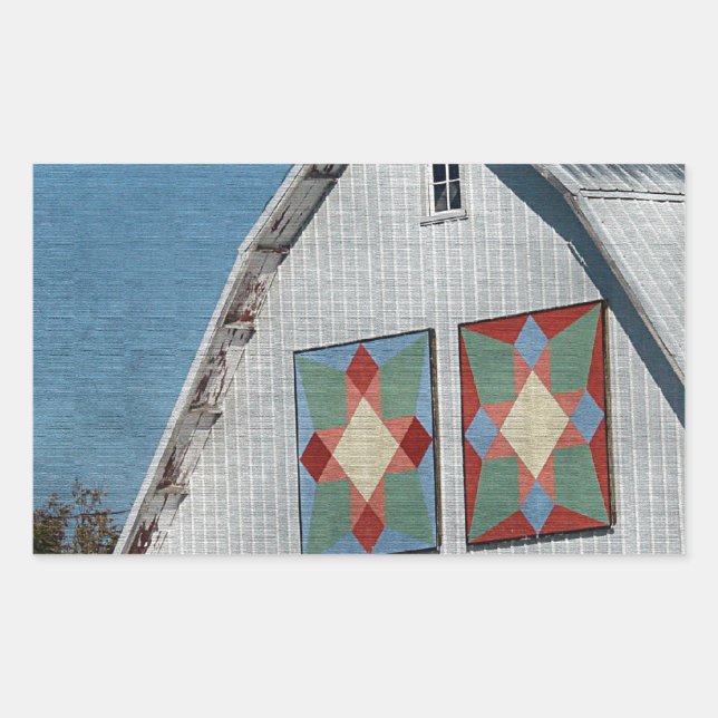 A Barn With Two Quilts Rectangular Sticker (Front)