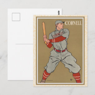 A Baseball Player Holding a Bat Vintage Drawing Postcard