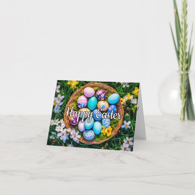 A Basket Full Of Easter Eggs Holiday Card (Front)