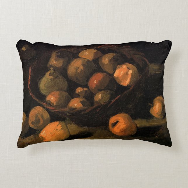 A Basket of Apples by Vincent van Gogh Decorative Cushion (Front)