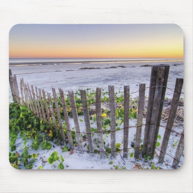 A Beach Fence at Sunset Mouse Pad (Front)