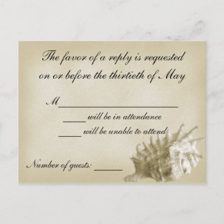 A Beach Wedding RSVP Card (Gold)