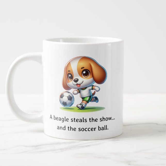 A beagle steals the show large coffee mug (Left)