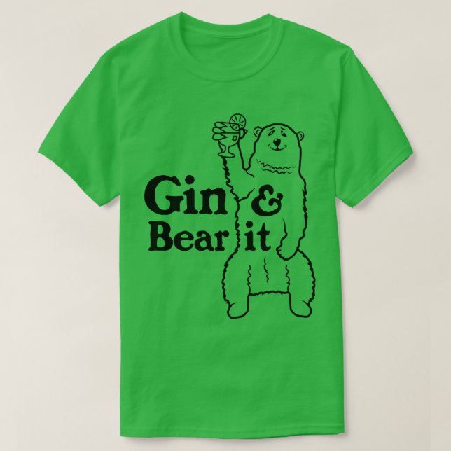 A  bear holding up a large glass of gin tonic T-Shirt (Design Front)