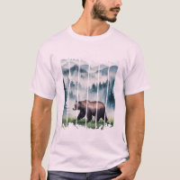 a bear in a misty Wild forest