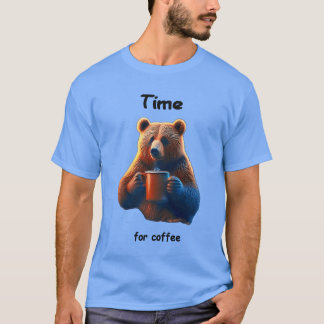 A bear is holding a steaming mug of coffee T-Shirt