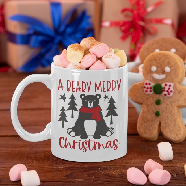 A Beardy Merry Christmas Cute Bear Coffee Mug (Creator Uploaded)