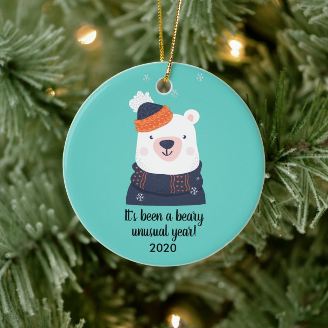 A Beary Unusual Year, Funny Bear 2020 Christmas Ceramic Tree Decoration (Tree)