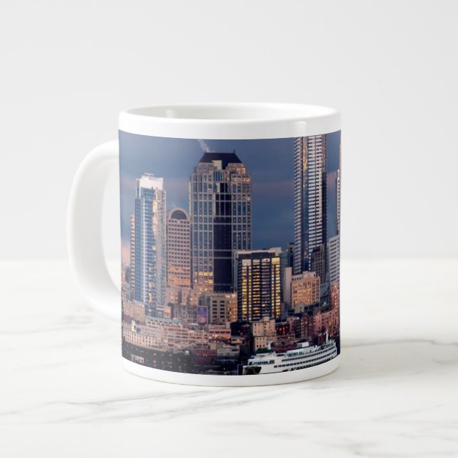 A beautiful and dramatic sunset seen from West Large Coffee Mug (Front Left)