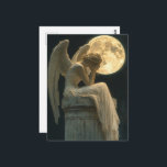 A beautiful  and the moon postcard<br><div class="desc">A gorgeous angel with the full moon fantasy art</div>
