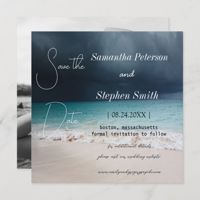 A beautiful beach in Seychelles, your picture save Save The Date (Front/Back)