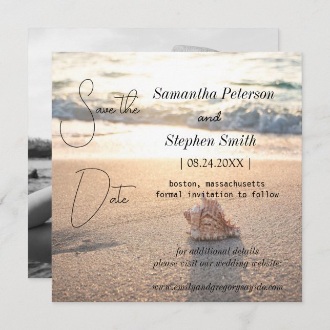 A beautiful beach in Seychelles, your picture save Save The Date (Front/Back)