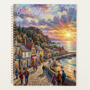 A Beautiful Beach Village Boardwalk at Sunset Planner