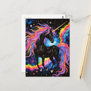 A Beautiful Black Unicorn  Postcard