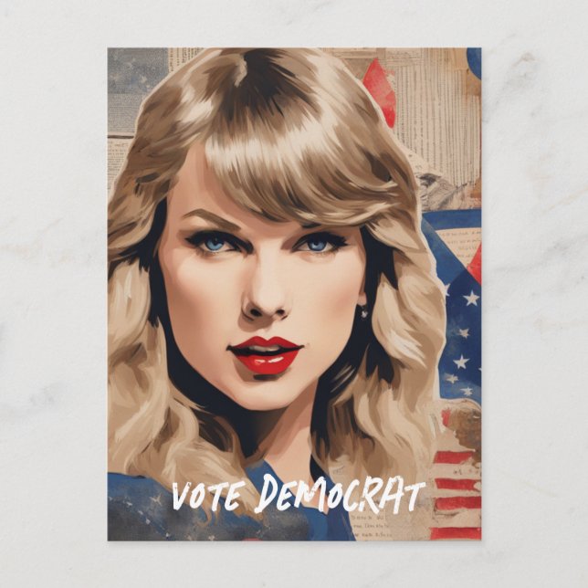 A Beautiful Blonde Woman Vote Democrat Collage Postcard (Front)