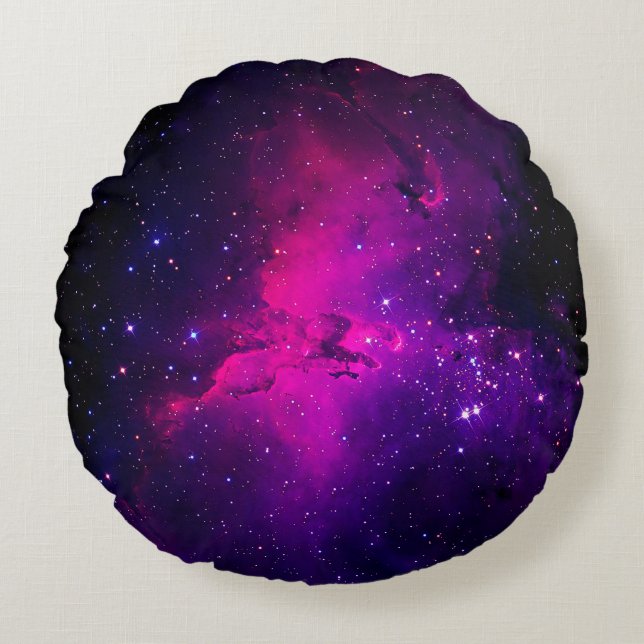 A beautiful, bright space nebula. background,abstr round cushion (Front)