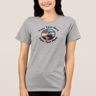 A Beautiful Brown Pelican with Custom Text  Tri-Blend Shirt
