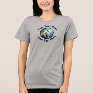 A Beautiful Brown Pelican with Custom Text Tri-Blend Shirt