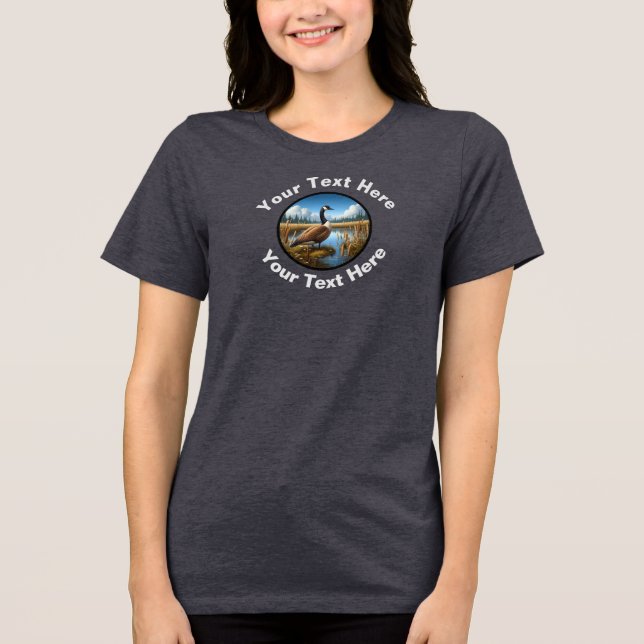 A Beautiful Canada Goose with Custom Text  Tri-Blend Shirt (Front)