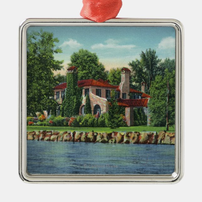 A Beautiful Chautauqua Lake Residence Metal Tree Decoration (Front)