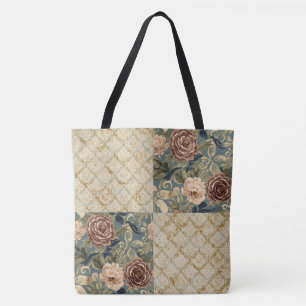 A Beautiful Combination of Floral and Motif Patter Tote Bag