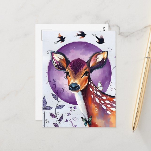 A Beautiful Deer Postcard (Front/Back In Situ)