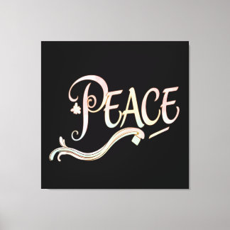 A beautiful, flowing script of the word "Peace" fe Canvas Print