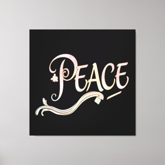 A beautiful, flowing script of the word "Peace" fe Canvas Print (Front)