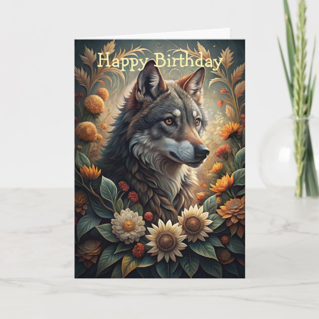 A Beautiful Forest Wolf Card (Front)