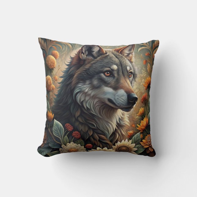 A Beautiful Forest Wolf Cushion (Front)
