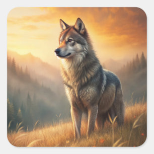 A Beautiful Forest Wolf Square Sticker
