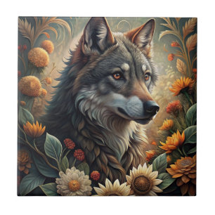 A Beautiful Forest Wolf Tile