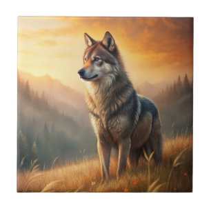 A Beautiful Forest Wolf Tile