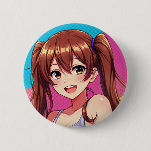 A beautiful girl full of freshness 6 cm round badge