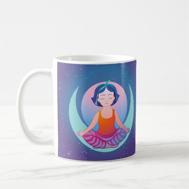 A beautiful girl meditates coffee mug (Left)