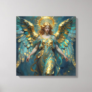 A Beautiful Gold and Turquoise Angel  Canvas Print