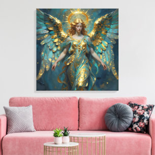A Beautiful Gold and Turquoise Angel  Canvas Print