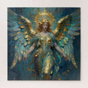 A Beautiful Gold and Turquoise Angel  Jigsaw Puzzle