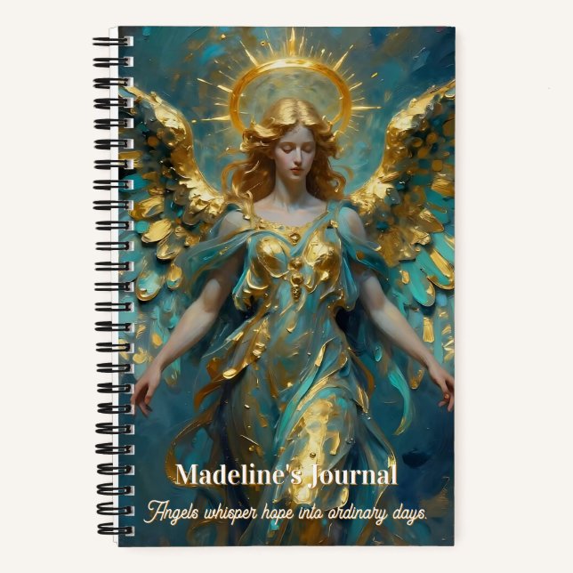 A Beautiful Gold and Turquoise Angel  Notebook (Front)