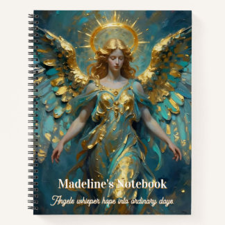 A Beautiful Gold and Turquoise Angel Personalized Notebook