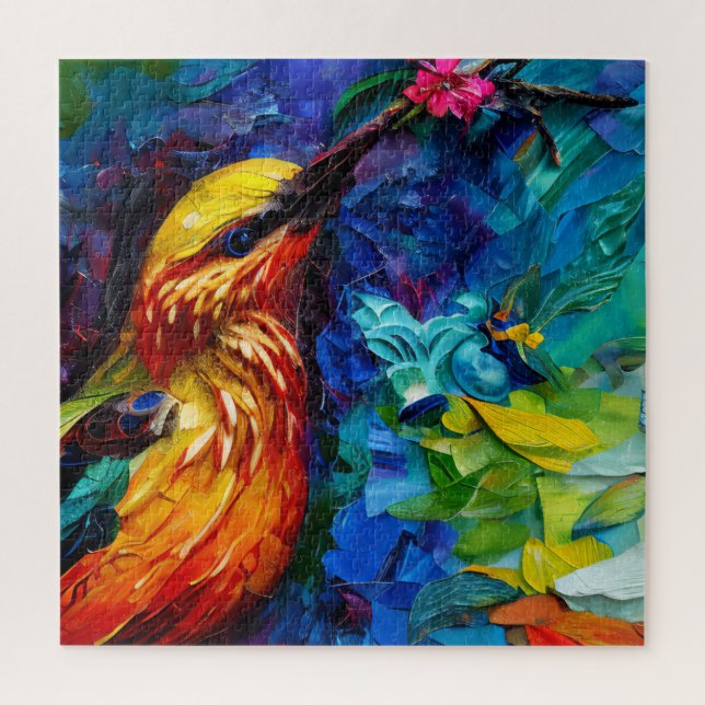 A Beautiful Hummingbird Mixed Media Painting Jigsaw Puzzle (Vertical)
