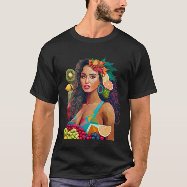 A Beautiful Latina Woman covered in fruit Latina W T-Shirt (Front)